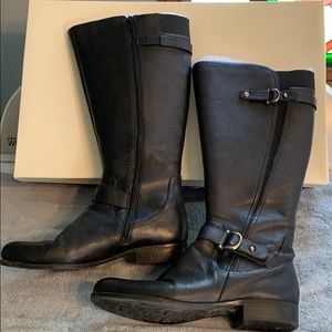 Naturalizer black knee boots wide calf